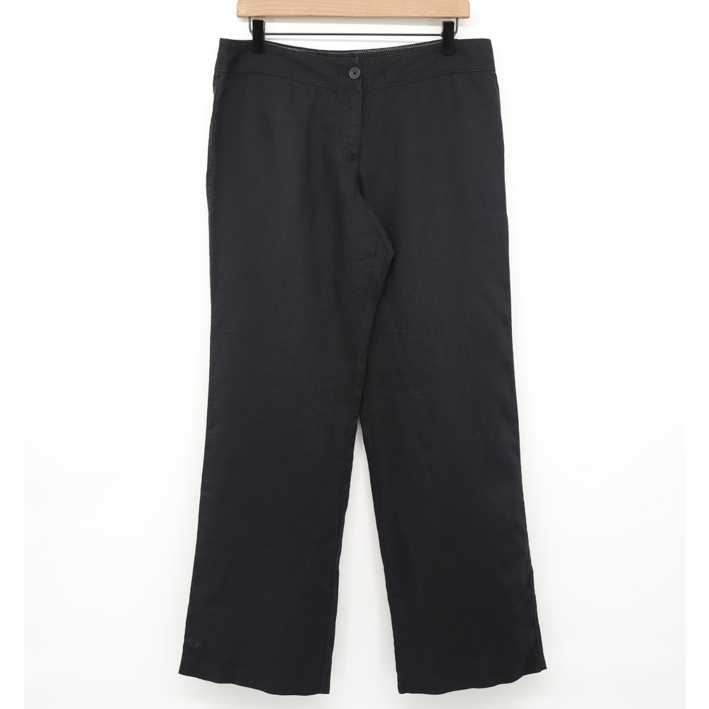 Tommy Bahama Relax Women's Leigh Fit Black Linen Wide Leg Pants Sz 10